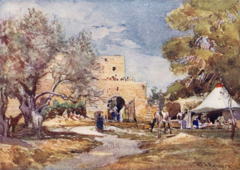 مبنى من العصور الوسطى خارج السور الشمالي للقدس (لون ليثو) بواسطة جون فوليلوف