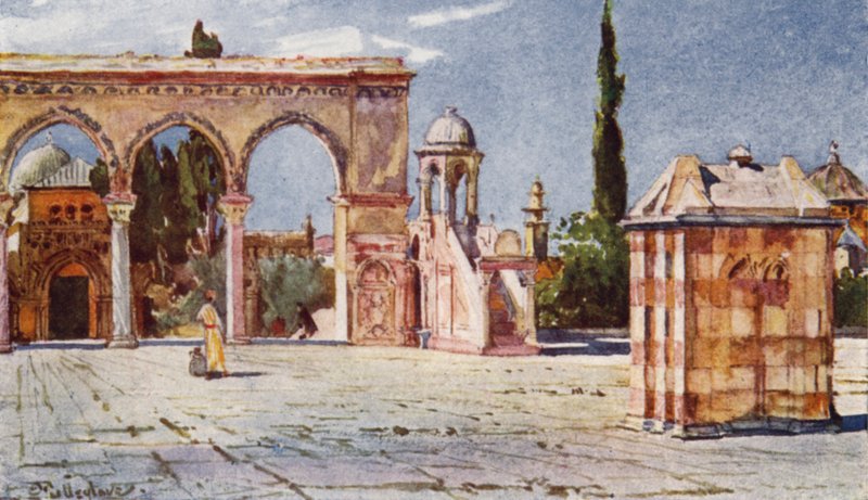 المنبر الصيفي من الرواق الجنوبي لمسجد عمر (قبة الصخرة) (لون ليثو) بواسطة جون فوليلوف
