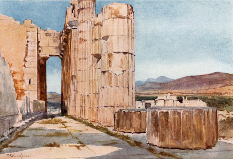 فيستا من Peristyle الشمالية للبارثينون ينظر غربا بواسطة جون فوليلوف