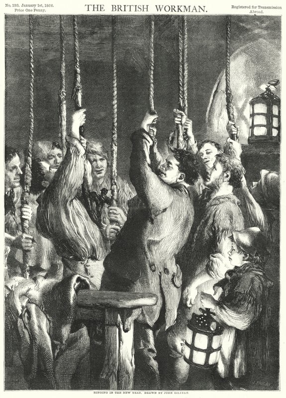 Ringing in the New Year (engraving) بواسطة جون جيلبرت