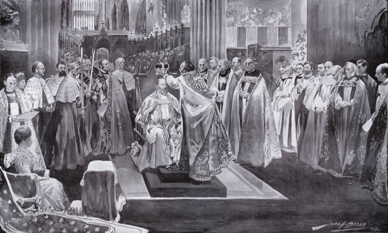 تتويج الملك إدوارد السابع من قبل رئيس أساقفة كانتربوتي ، دير وستمنستر ، لندن ، 1902 بواسطة جون هنري فريدريك بيكون