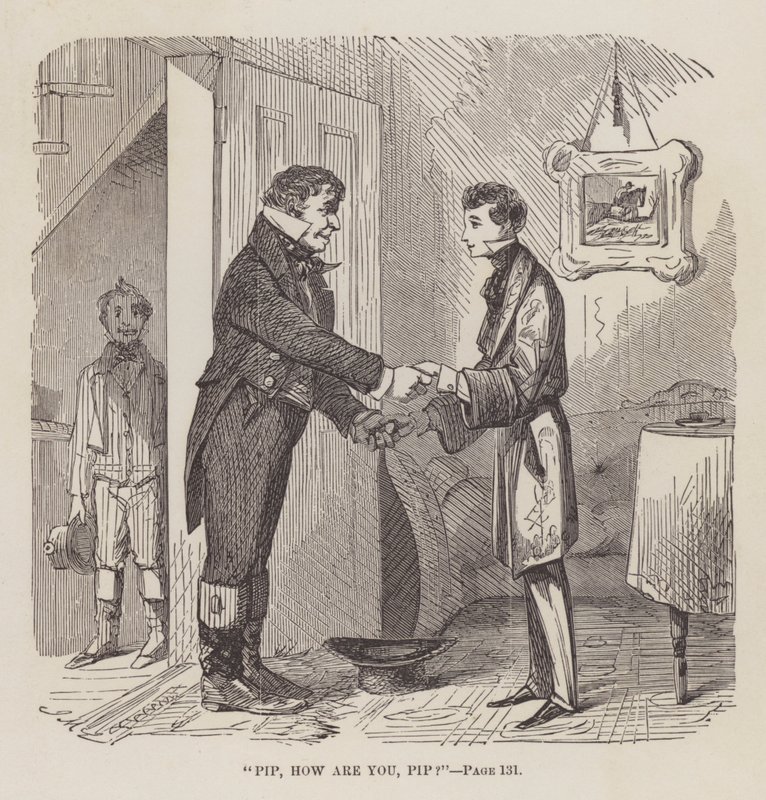 "بيب ، كيف حالك بيب" ، رسم توضيحي لـ "توقعات عظيمة" بقلم تشارلز ديكنز ، 1861 بواسطة جون ماكلينان