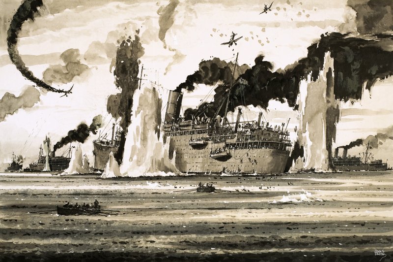 غرق سفينة لانكاسترا قبالة سانت نازير في يونيو 1940 بواسطة جون س سميث