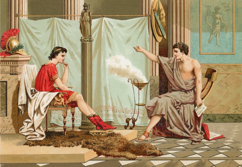 تعليم الإسكندر الأكبر لأرسطو بواسطة خوسيه أرميت بورتانيل