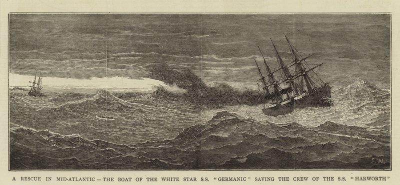 إنقاذ في منتصف المحيط الأطلسي ، زورق White Star SS Germanic ينقذ طاقم SS Harworth بواسطة جوزيف ناش