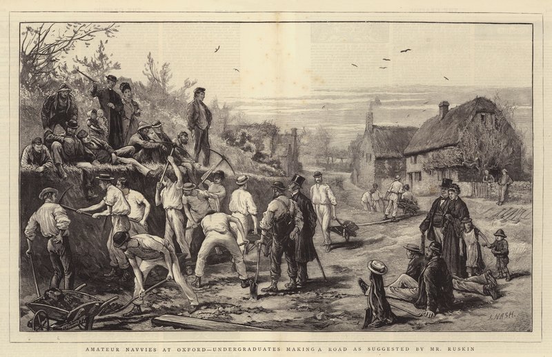 Navvies الهواة في أكسفورد ، الطلاب الجامعيين جعل الطريق كما اقترح السيد روسكين بواسطة جوزيف ناش