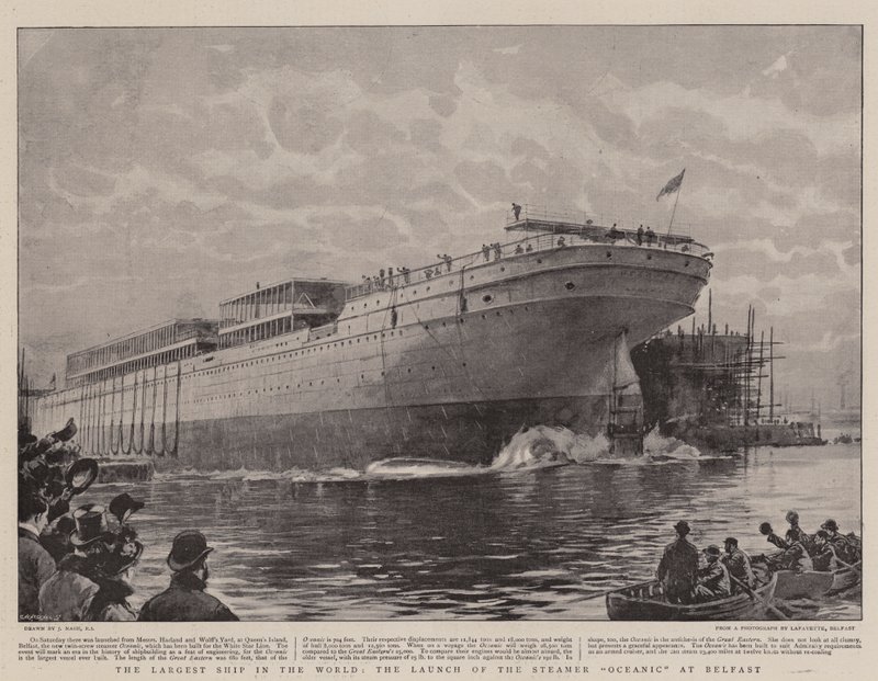 أكبر سفينة في العالم ، إطلاق سفينة Steamer Oceanic في بلفاست بواسطة جوزيف ناش
