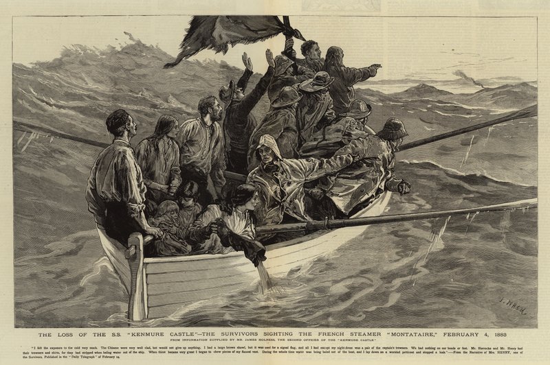 فقدان قلعة SS Kenmure ، الناجون يشاهدون الباخرة الفرنسية Montataire ، 4 فبراير 1883 بواسطة جوزيف ناش