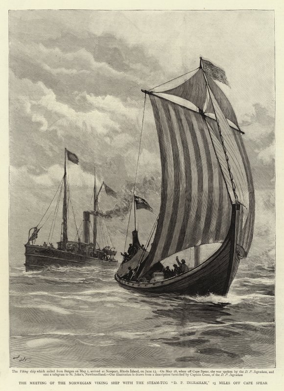 اجتماع سفينة الفايكنج النرويجية مع Steam Tug DP Ingraham ، على بعد 15 ميلًا من الرمح بواسطة جوزيف ناش
