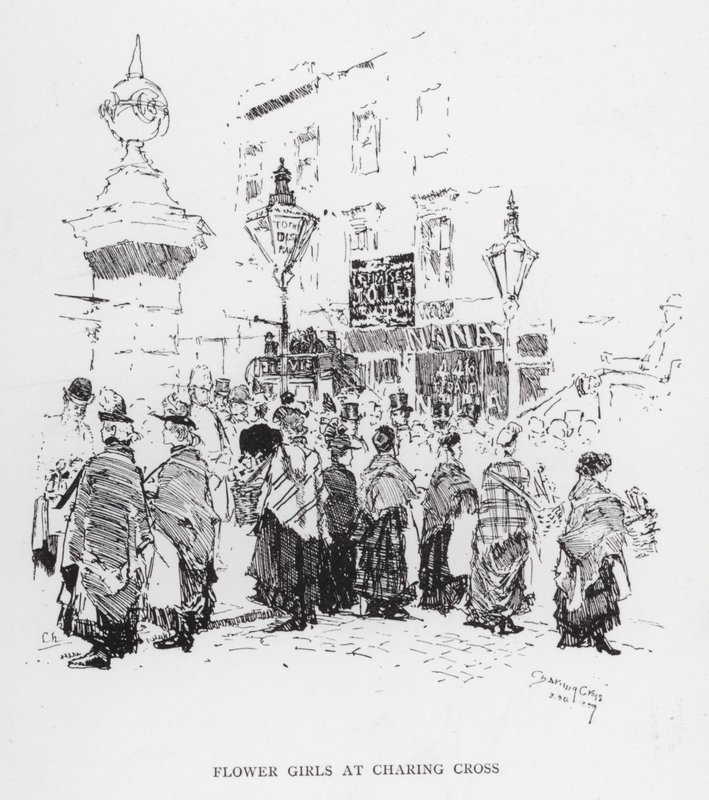 Flower Girls at Charing Cross (litho) بواسطة جوزيف (بعد) بينيل