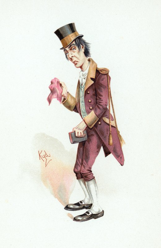 Job Trotter ، توضيح من "اسكتشات شخصية من تشارلز ديكنز" ، c.1890 بواسطة جوزيف كلايتون كلارك