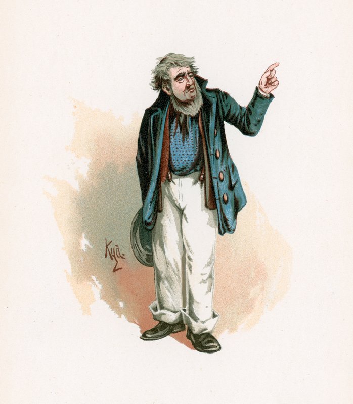 السيد Peggotty ، رسم توضيحي من "رسومات شخصية من تشارلز ديكنز" ، عام 1890 بواسطة جوزيف كلايتون كلارك
