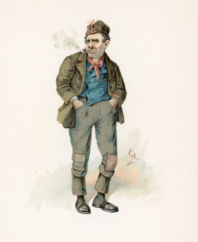 روجر &39;Rogue&39; Riderhood ، توضيح من "اسكتشات شخصية من تشارلز ديكنز" ، c.1890 بواسطة جوزيف كلايتون كلارك
