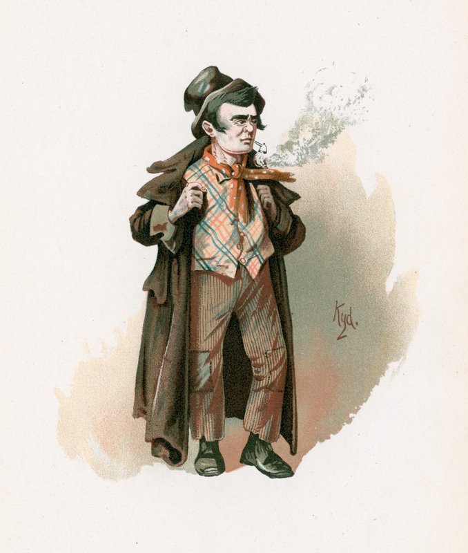 The Artful Dodger ، رسم توضيحي من "رسومات شخصية من تشارلز ديكنز" ، عام 1890 بواسطة جوزيف كلايتون كلارك