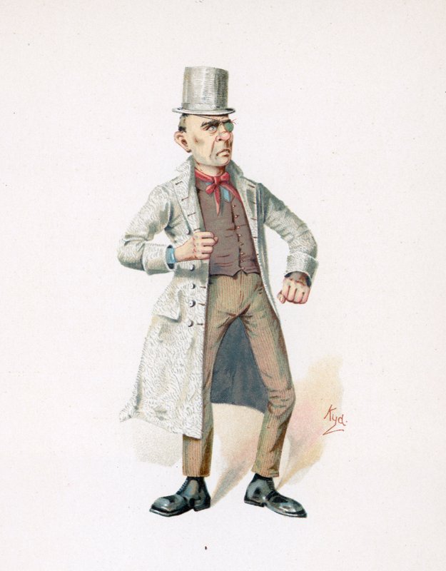 The Game Chicken ، رسم توضيحي من "رسومات شخصية من تشارلز ديكنز" ، عام 1890 بواسطة جوزيف كلايتون كلارك