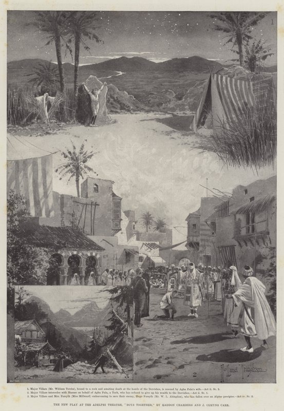 المسرحية الجديدة في مسرح أديلفي ، الأولاد معًا ، من تأليف Haddon Chambers و J Comyns Carr بواسطة جوزيف هولاند ترينجهام