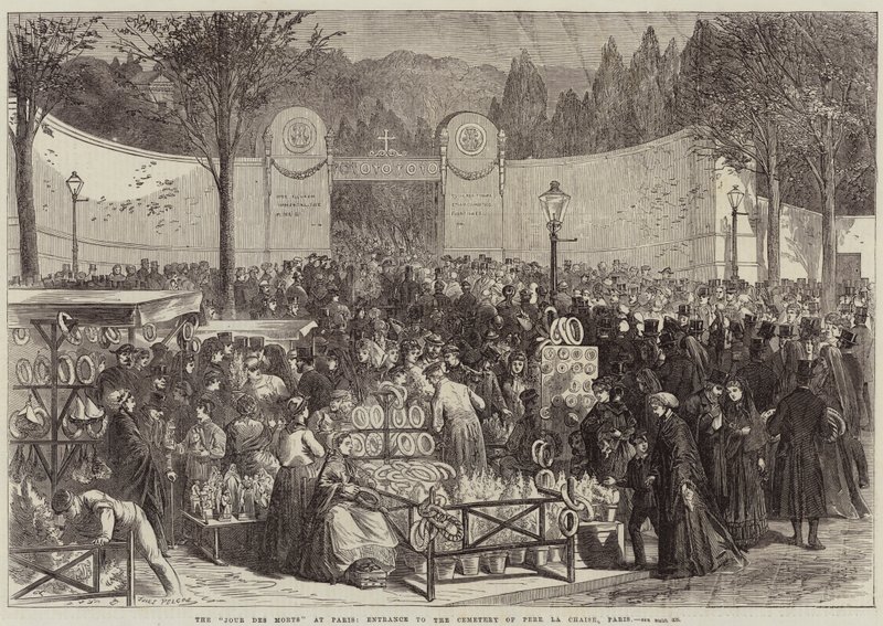 The Jour Des Morts في باريس ، مدخل مقبرة Pere La Chaise ، باريس بواسطة جول بلكوك
