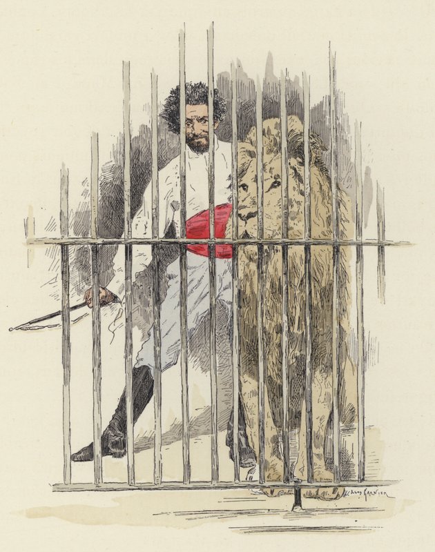 مروض الأسد والأسد في قفص (لون ليثو) بواسطة جول أرسين (بعد) غارنييه