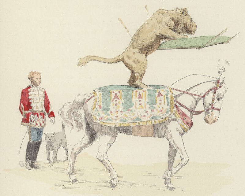موازنة الأسد على الحصان (لون litho) بواسطة جول أرسين (بعد) غارنييه