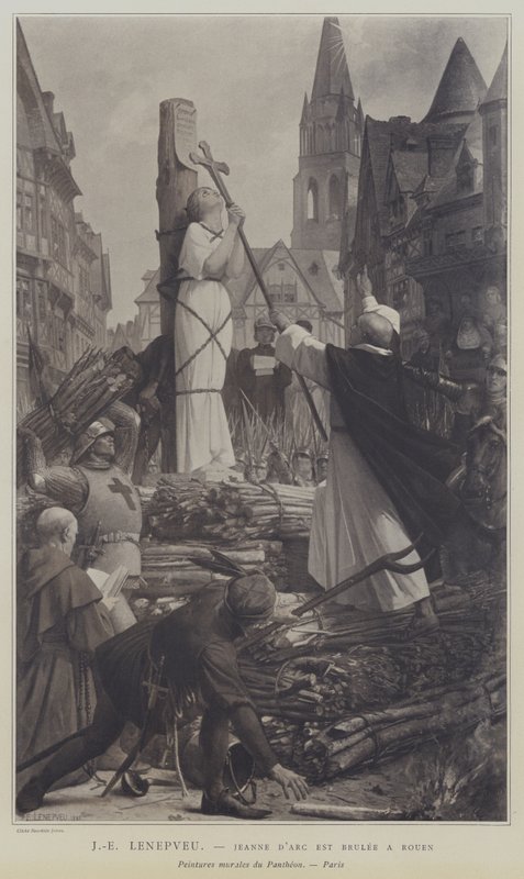 Jeanne dArc est Brulee a Rouen (حرق جان دارك في روان) بواسطة جول يوجين لينيبفو
