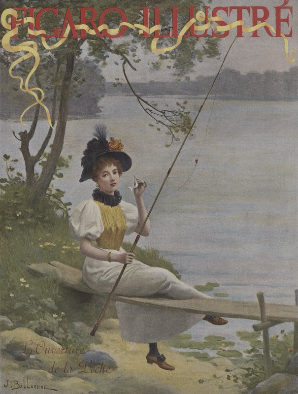 LOuverture de la Peche (افتتاح موسم الصيد). غلاف لو فيغارو إيلوستري ، يوليو ١٨٩٦ بواسطة جول فريدريك بالافوين