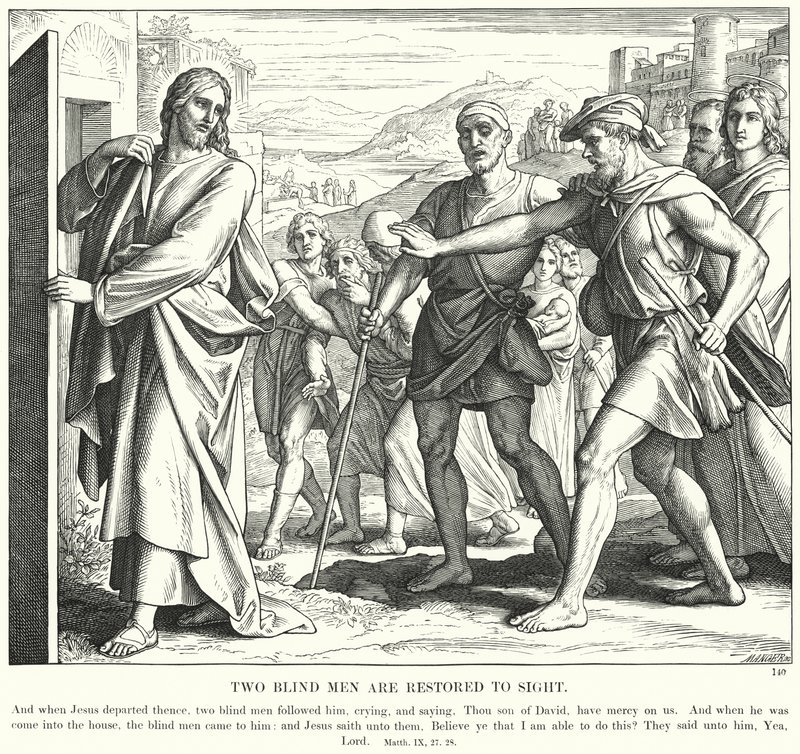 Two Blind Men are Restored to Sight (engraving) بواسطة يوليوس (بعد) شنور فون كارولسفيلد