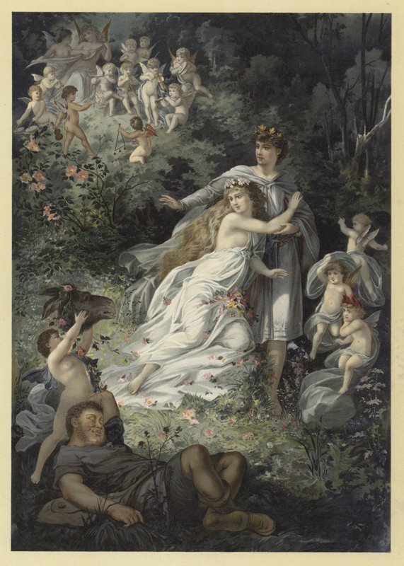 رسم توضيحي لحلم ليالي منتصف الصيف (chromolitho) بواسطة يوليوس هويبنر