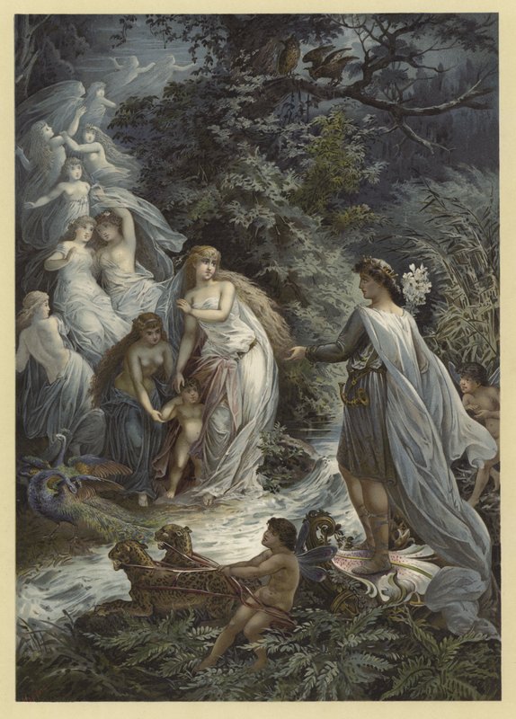 رسم توضيحي لحلم ليالي منتصف الصيف (chromolitho) بواسطة يوليوس هويبنر