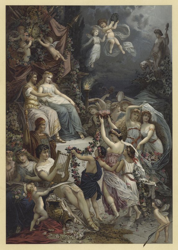 رسم توضيحي لحلم ليالي منتصف الصيف (chromolitho) بواسطة يوليوس هويبنر