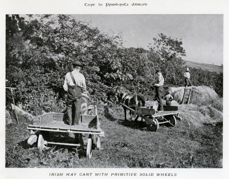 Irish Hay Cart with Primitive Solid Wheels (b/w photo) بواسطة كارل كارلوفيتش بيراتسكي