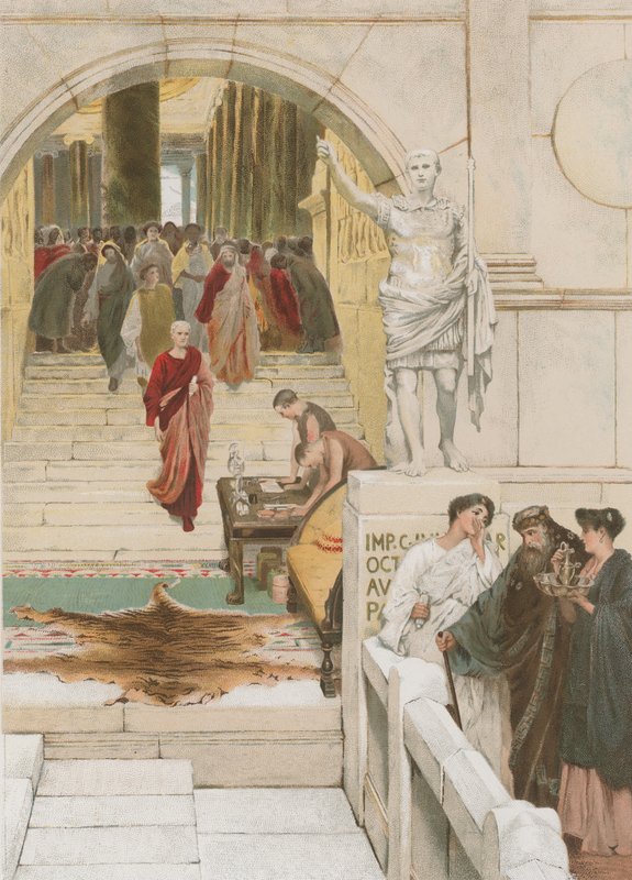 انتظار جمهور مع Agrippa (chromolitho) بواسطة لورنس ألما تاديما