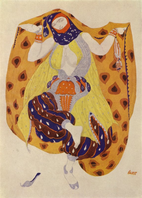 Odalisque ، تصميم أزياء من تصميم ليون باكست لإنتاج Ballets Russes لشهرزاد (لون ليثو) بواسطة ليون (بعد) باكست
