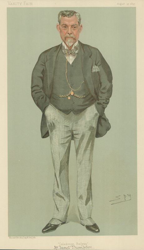 السيد جيمس طومسون ، سكة حديد كاليدونيان ، 15 أغسطس 1895 ، فانيتي فير كارتون بواسطة ليزلي ماثيو وارد