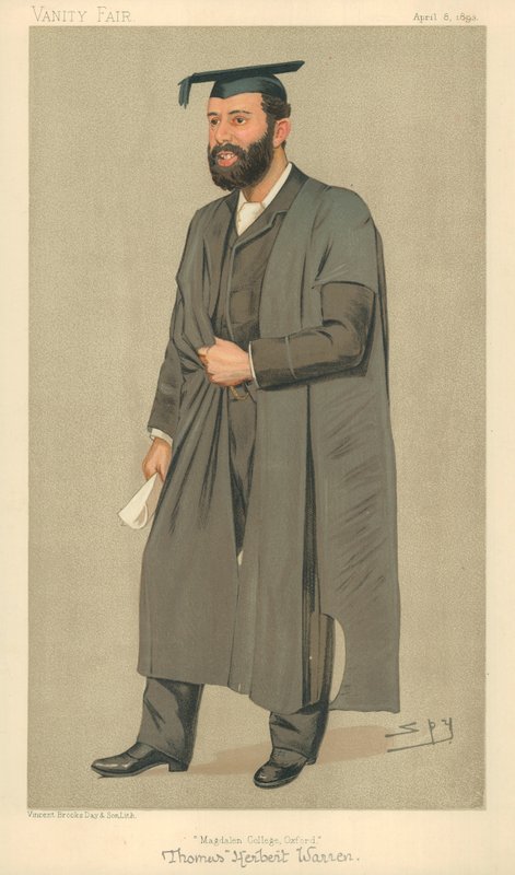 السيد Thomas Herbert Warren ، رئيس كلية Magdalen Oxford ، Magdelen College Oxford ، 8 أبريل 1893 ، Vanity Fair cartoon بواسطة ليزلي ماثيو وارد