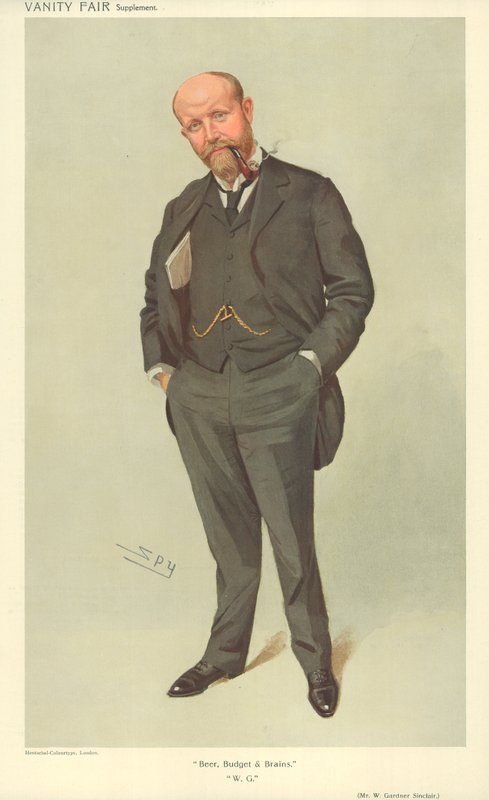 السيد W Gardner Sinclair ، Beer Budget and Brains ، 21 يوليو 1909 ، فانيتي فير كارتون بواسطة ليزلي ماثيو وارد