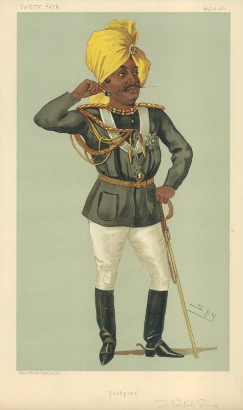 The Maraj Sir Pertab Sing ، جودبور ، 27 أغسطس 1887 ، فانيتي فير كارتون بواسطة ليزلي ماثيو وارد