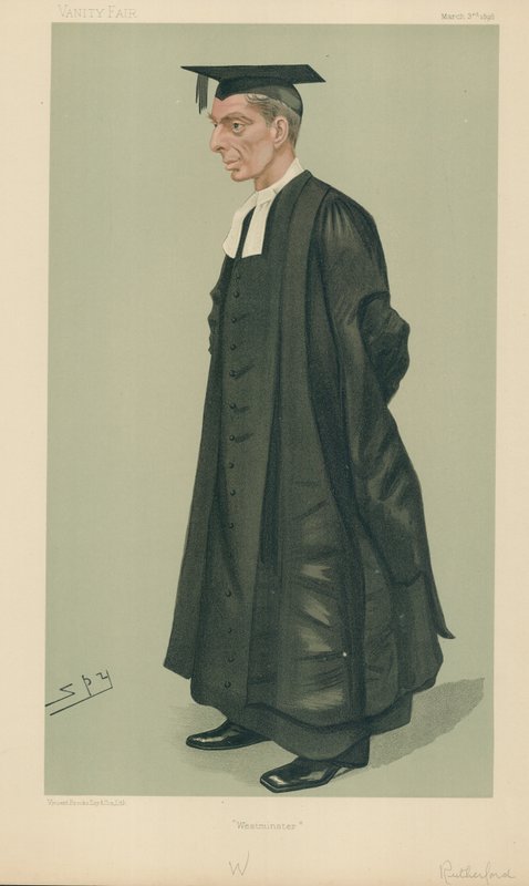 WS Rutherford ، مدير مدرسة Westminster ، Westminster ، 2 مارس 1889 ، Vanity Fair cartoon بواسطة ليزلي ماثيو وارد