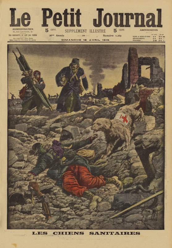استخدام كلاب الإنقاذ للبحث عن الجرحى ، فرنسا ، الحرب العالمية الأولى ، 1915 بواسطة تفجير لويس تشارلز