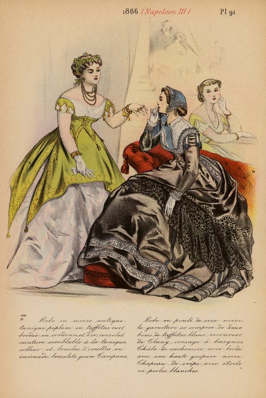 أزياء فرنسية 1866، نابليون الثالث (طباعة حجرية ملونة) بواسطة لويس كولاس