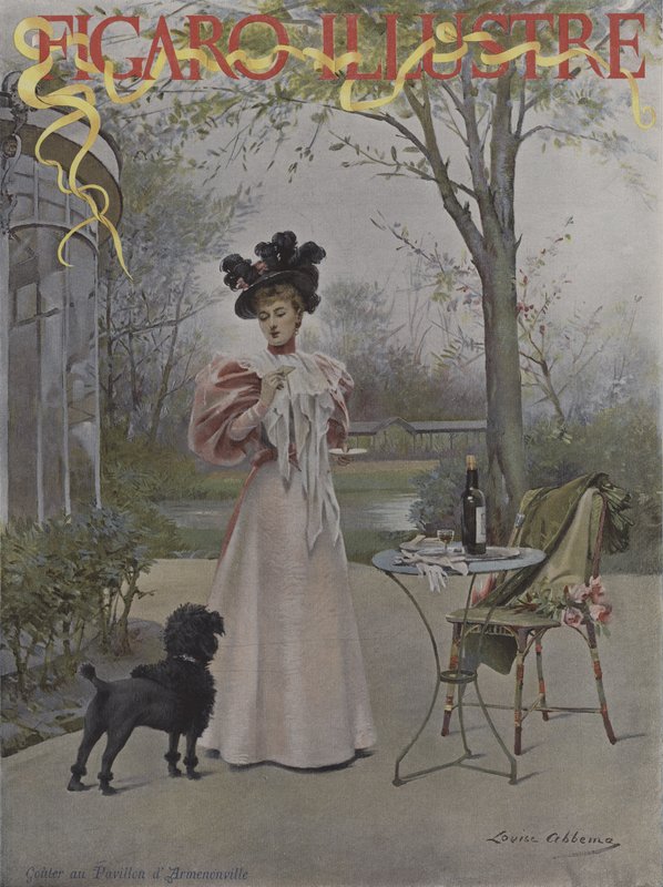 تذوق في Pavillon dArmenonville (تذوق في Pavillon dArmenonville). غلاف لو فيجارو إيلوستر ، مايو 1895 بواسطة لويز أبيما