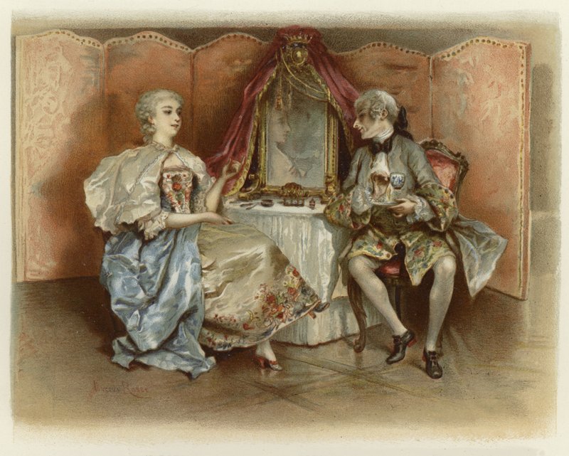 رسم توضيحي لمدرسة فضيحة (chromolitho) بواسطة لوسيوس روسي
