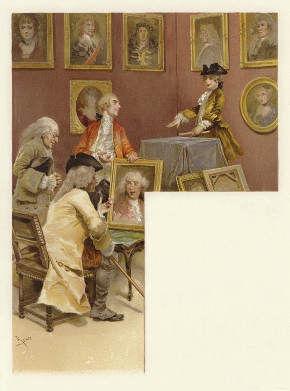 رسم توضيحي لمدرسة فضيحة (chromolitho) بواسطة لوسيوس روسي