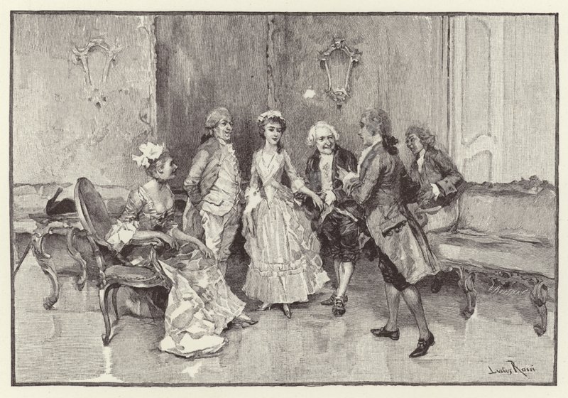رسم توضيحي لمدرسة فضيحة (chromolitho) بواسطة لوسيوس روسي