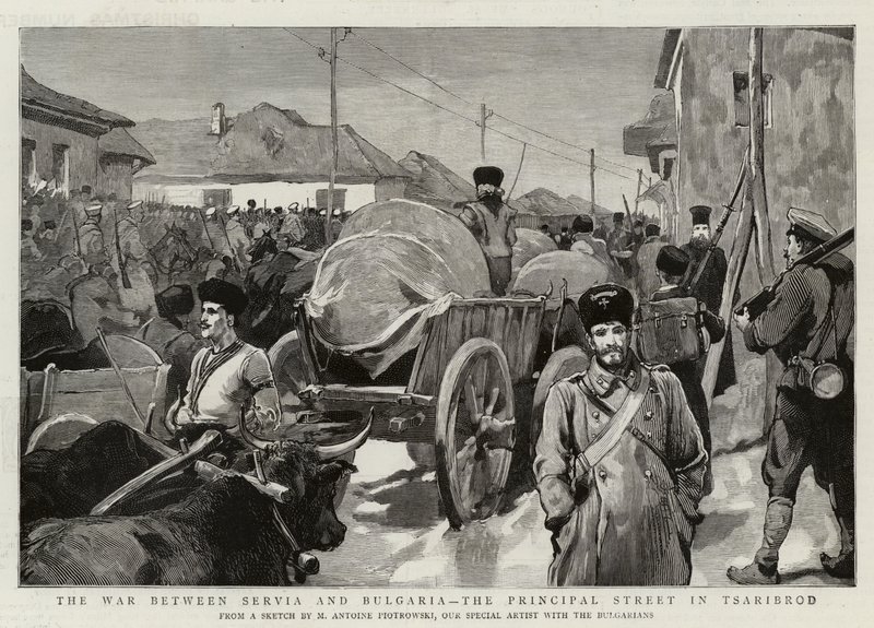الحرب بين سيرفيا وبلغاريا ، الشارع الرئيسي في تساريبرود بواسطة Maksymiljan Antoni Piotrowski