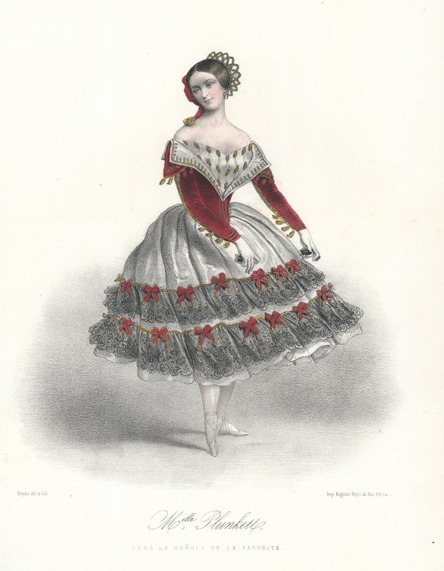 راقصة الباليه البلجيكية Adeline Plunkett في La Manola de la Favourite ، c1860 (لون ليثو) بواسطة ماري الكسندر (بعد) ألوف