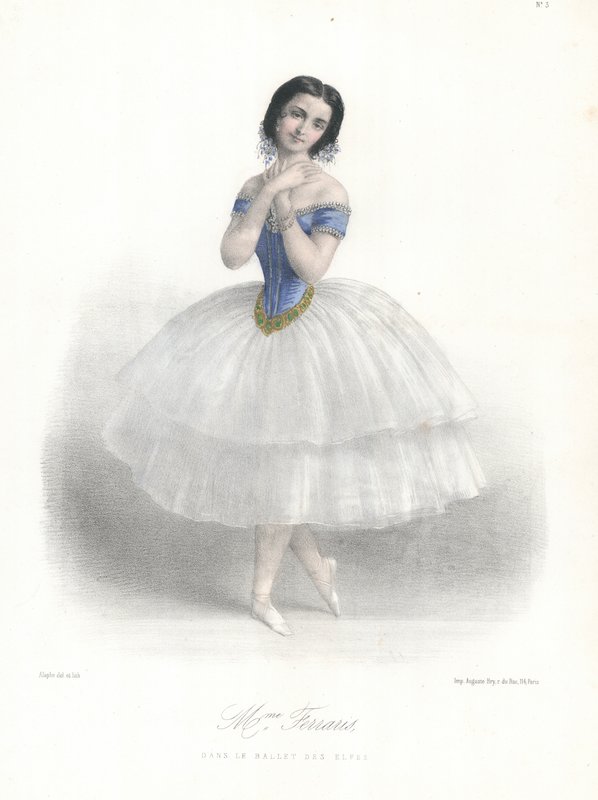 راقصة الباليه الإيطالية أماليا فيراريس في Ballet des Elfes في أوبرا باريس ، c1860 (لون ليثو) بواسطة ماري الكسندر (بعد) ألوف