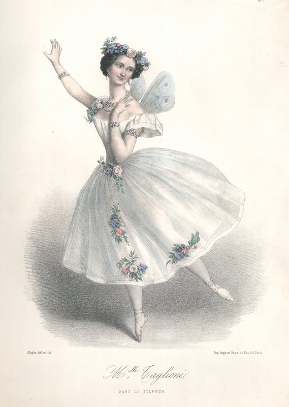 راقصة الباليه الإيطالية ماري تاغليوني في باليه والدها فيليبو تاغليوني Le Sylphide في أوبرا باريس بواسطة ماري الكسندر (بعد) ألوف