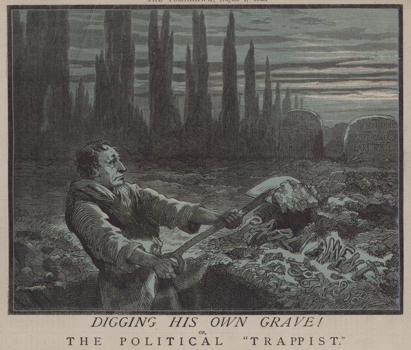 Digging His Own Grave! or, The Political Trappist (colour litho) بواسطة ماثيو 
