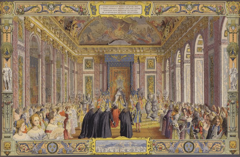 استقبال دوجي جنوة ، في La Galerie des Glaces ، فرساي بواسطة موريس ليلوار