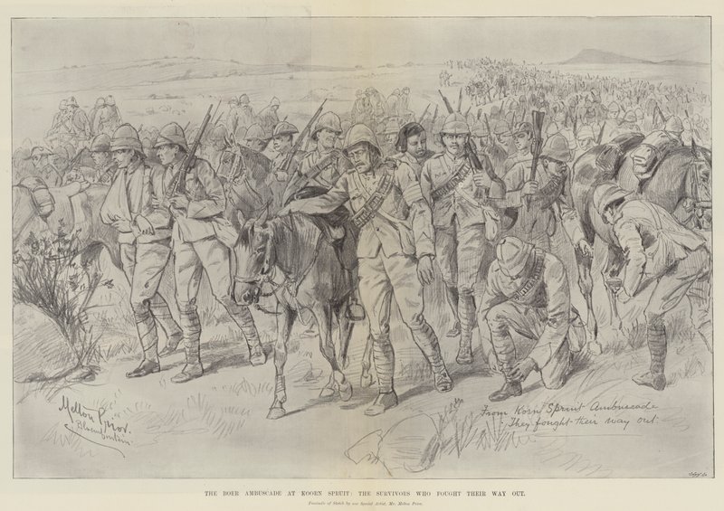 The Boer Ambuscade في Koorn Spruit ، الناجون الذين قاتلوا طريقهم بواسطة ميلتون بريور
